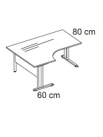 Birou L-Shape 80*60/200*140 cu picior C si bara metalica 